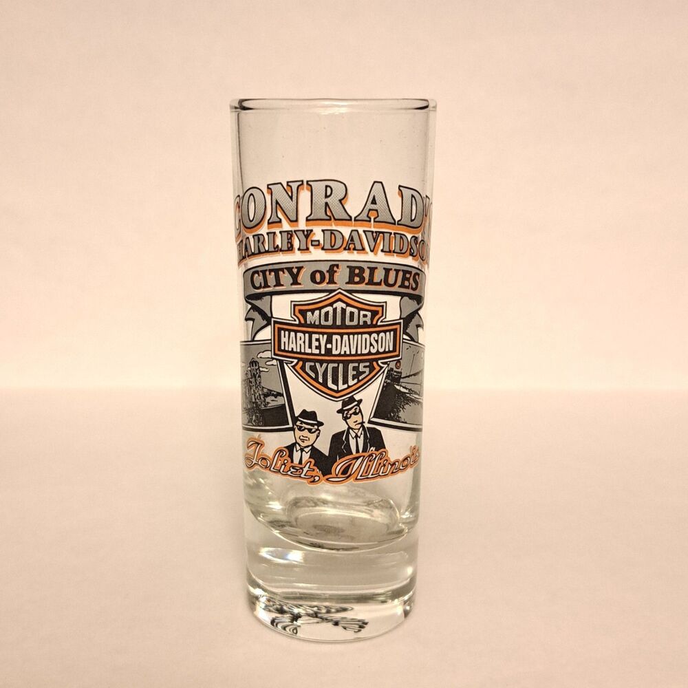 Vintage Harley-Davidson Conrad's Joliet Illinois inch Tall Shot Glass